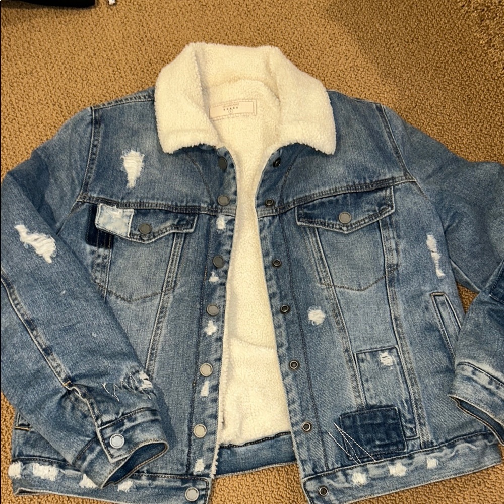 Blanknyc sherpa lined distressed jean jacket
